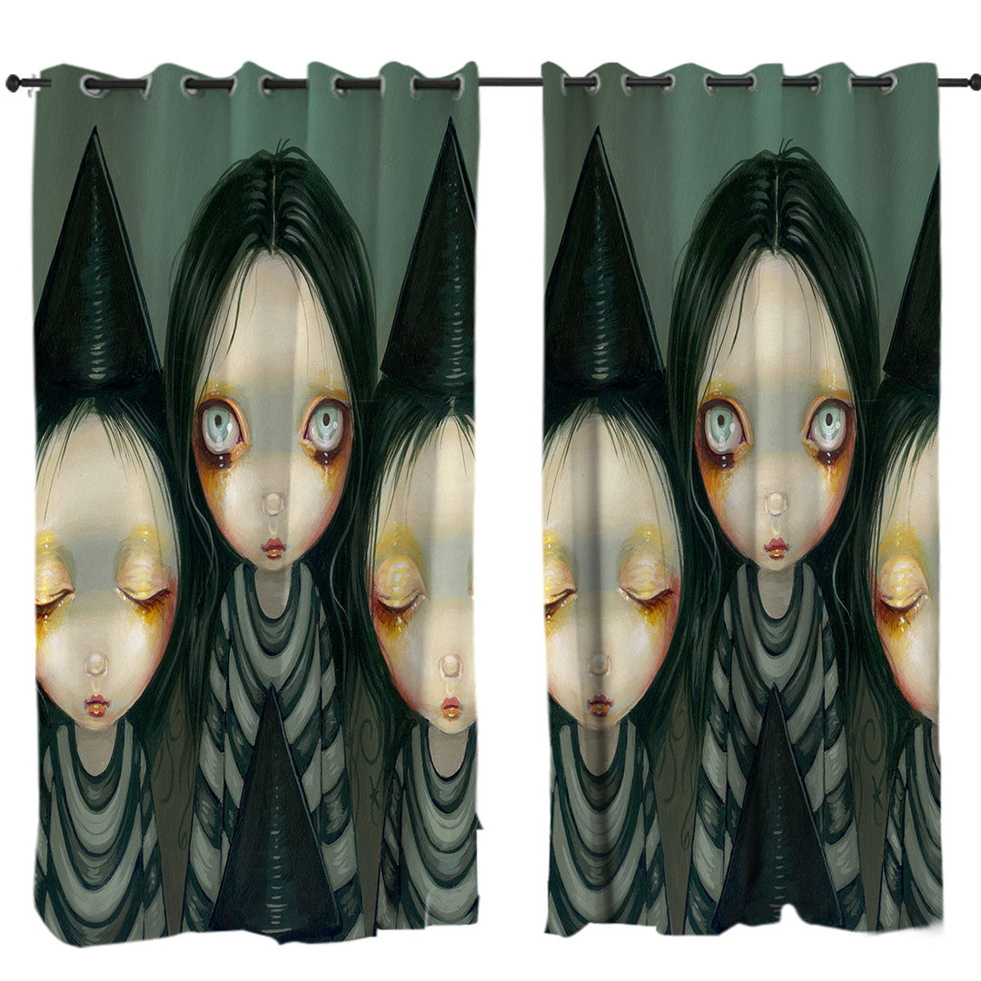 Gothic Painting Three Witchy Sisters Maiden Witches Curtain