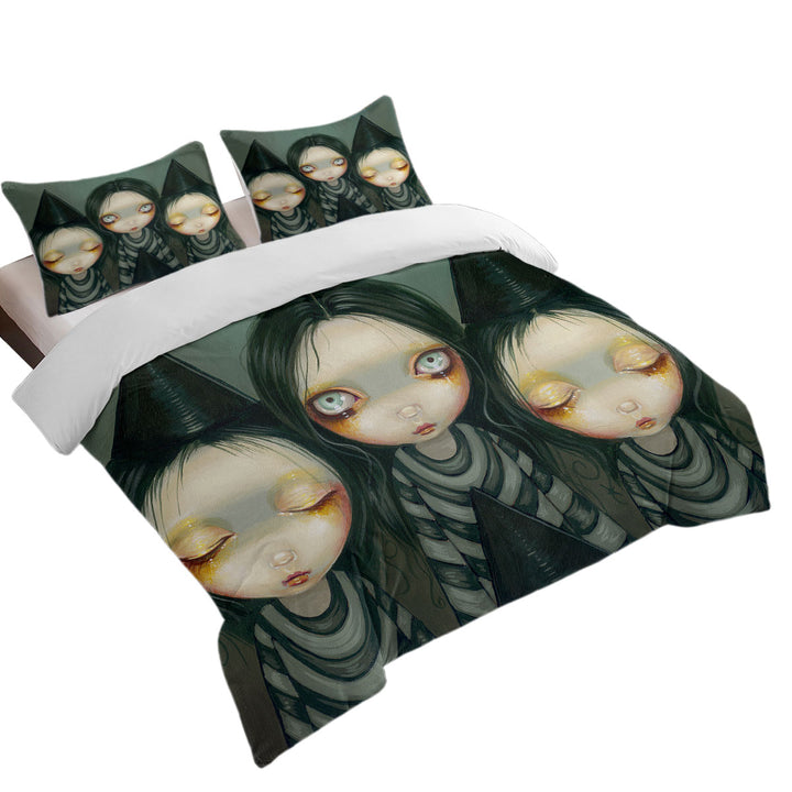 Gothic Painting Three Witchy Sisters Maiden Witches Oversized King Duvet Cover