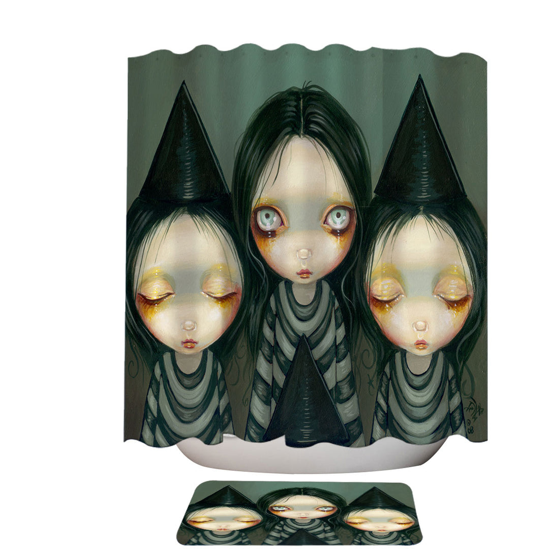 Gothic Painting Three Witchy Sisters Maiden Witches Shower Curtain