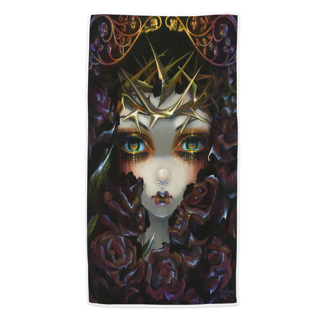 Gothic Pool Towels Art the Language of Flowers Black Roses Girl