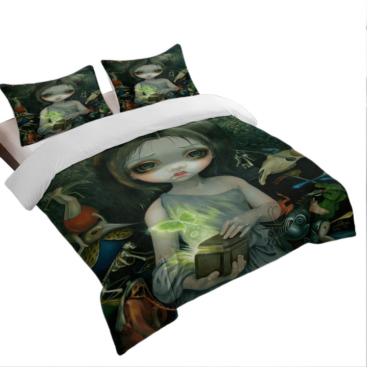 Gothic Scary Art Girl Opened the Pandora Box California King Duvet Cover