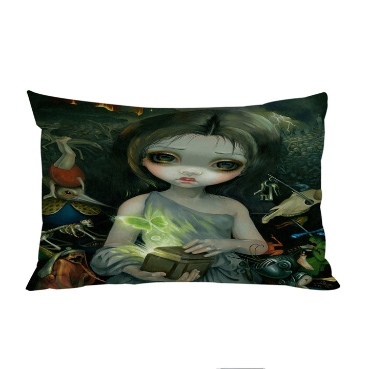 Gothic Scary Art Girl Opened the Pandora Box Pillowcase