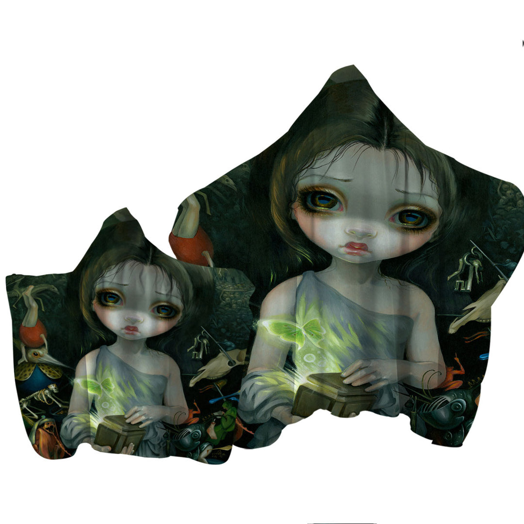 Gothic Scary Art Girl Opened the Pandora Box Towel with Hood