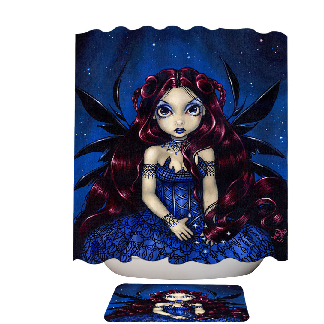 Gothic Shower Curtains Blue Dress Fairy Countess