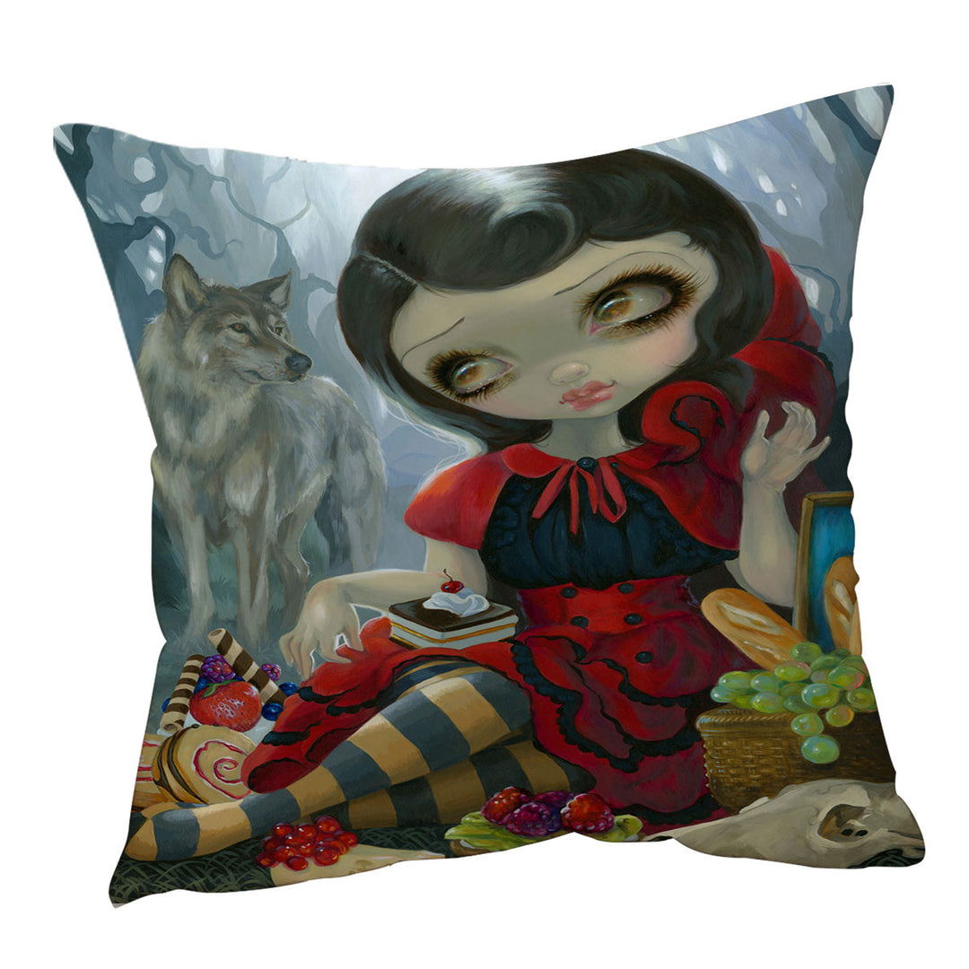 Gothic Style Wolf and Red Riding Hood Cushion Cover