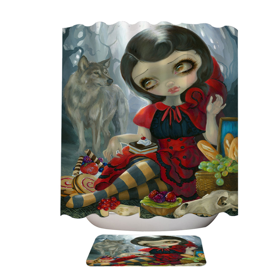 Gothic Style Wolf and Red Riding Hood Shower Curtain