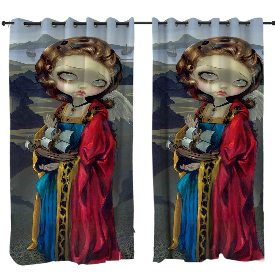 Gothic style Painting Angel a Safe Harbor Curtains