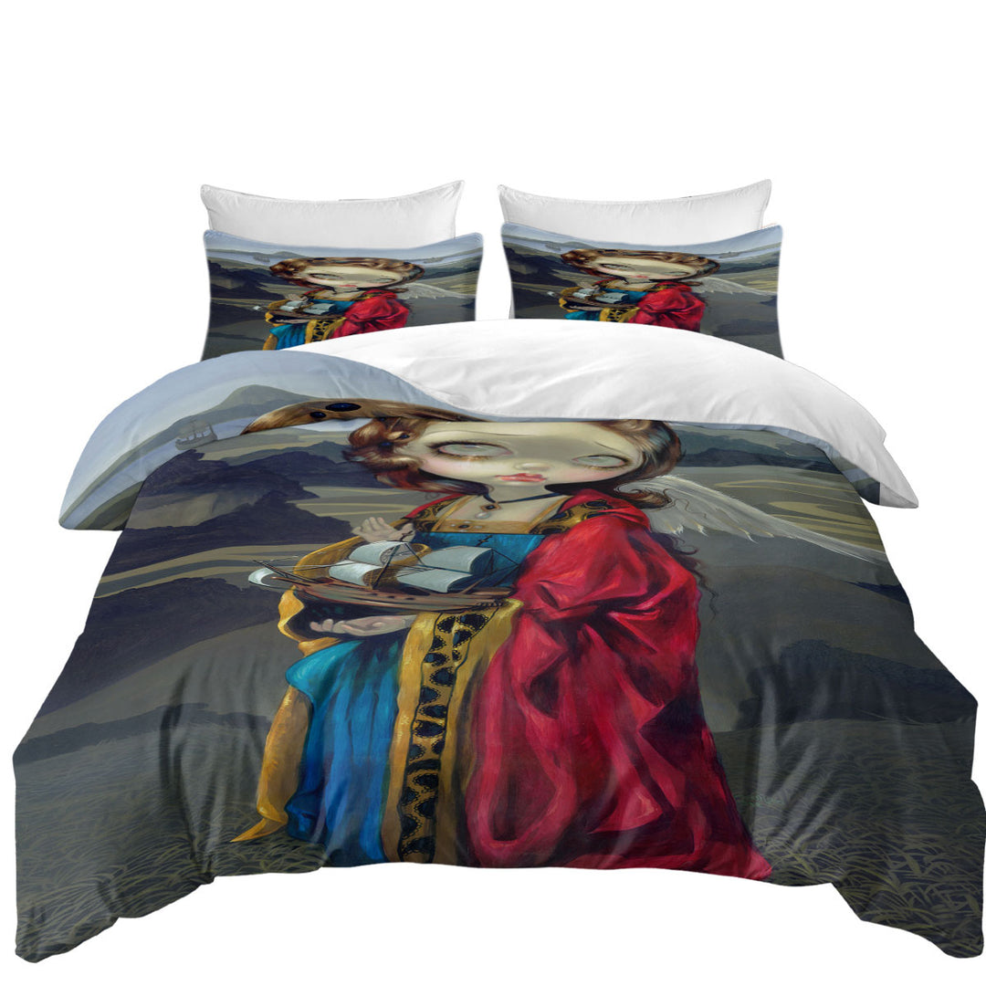 Gothic style Painting Angel a Safe Harbor Duvet Cover