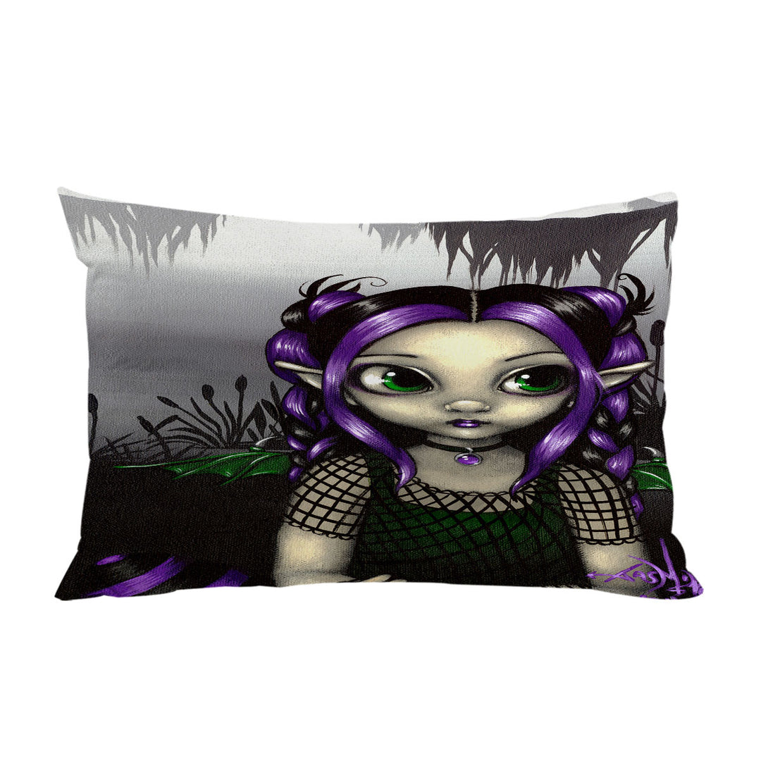 Gothling Cute Purple Goth Elf Girl in Eerie Swamp Pillowcase