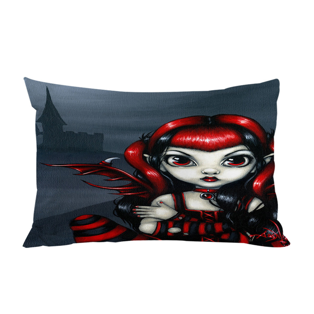 Gothling Cute Red Black Goth Fairy and Castle Bed Covers