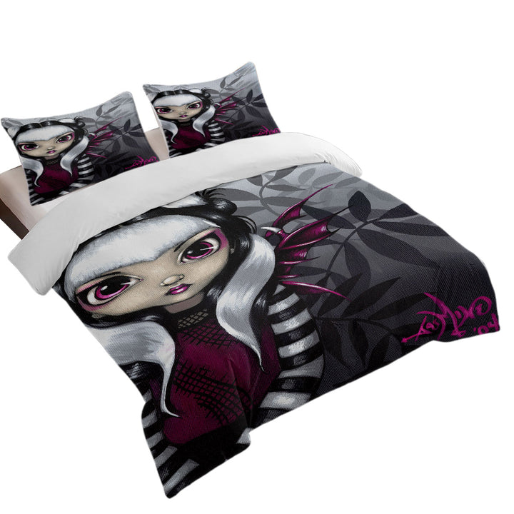 Gothling Cute Violet Purple and Black Goth Fairy Duvet Cover