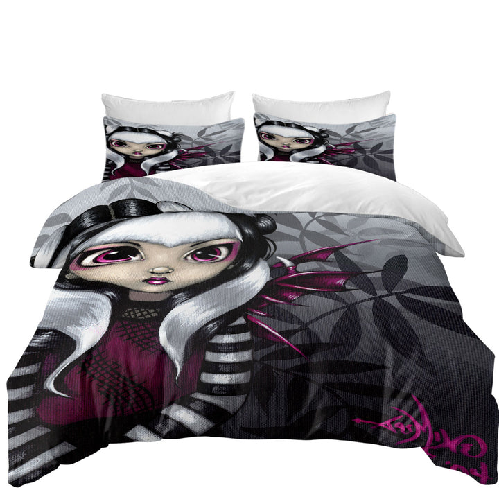 Gothling Cute Violet Purple and Black Goth Fairy Duvet Covers