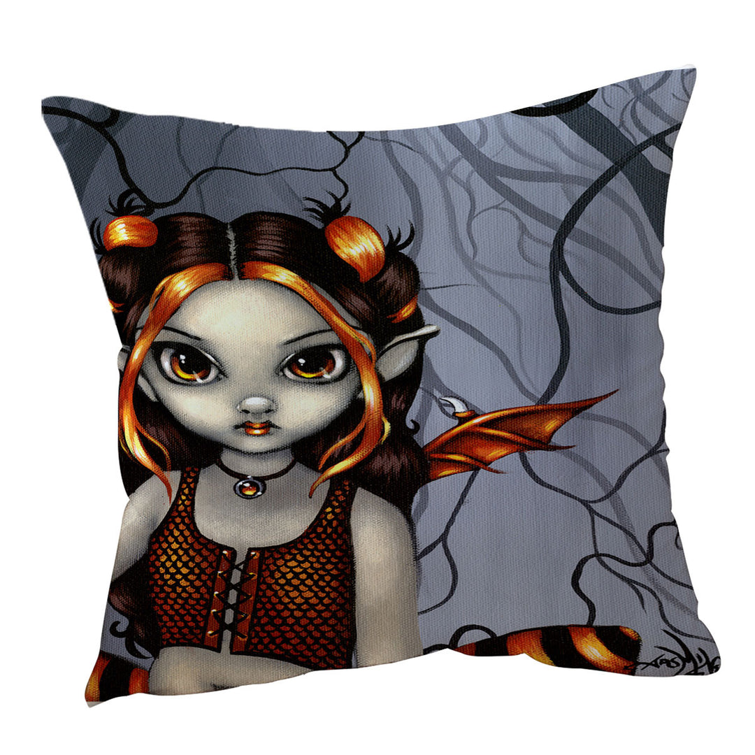 Gothling Halloween Cushion Covers with Goth Elf Girl in Eerie Forest