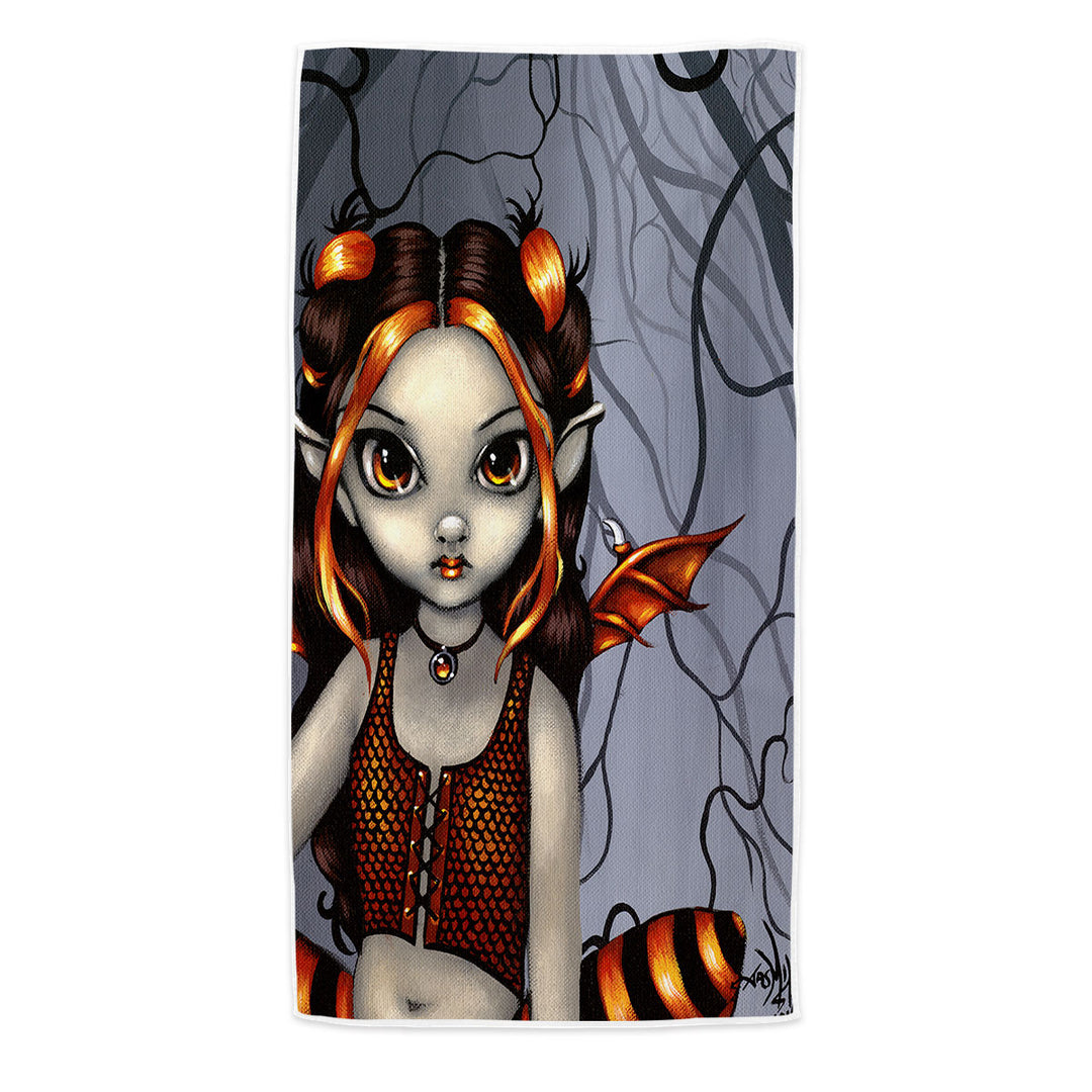 Gothling Halloween Pool Towels with Goth Elf Girl in Eerie Forest