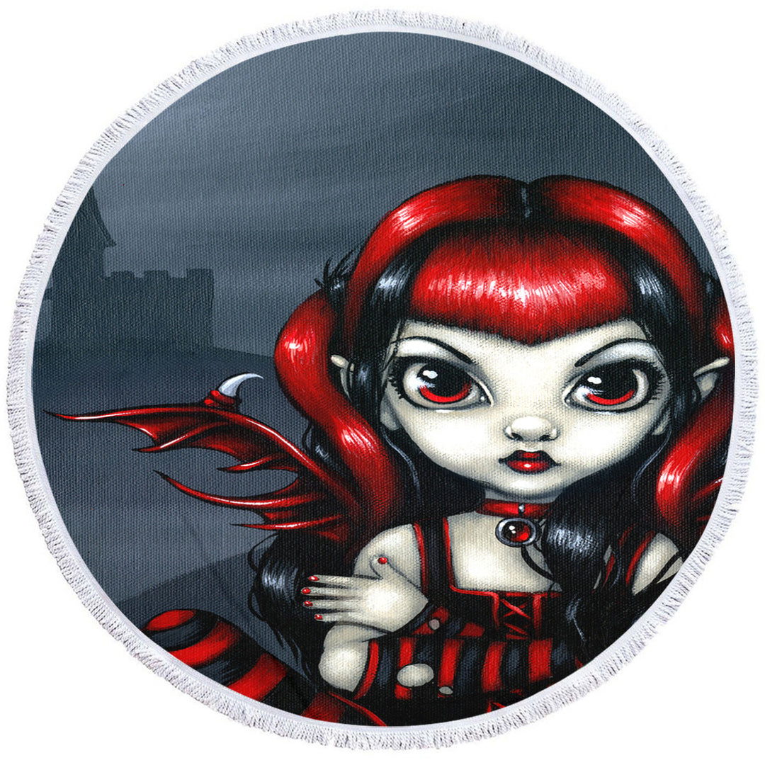 Gothling Nice Beach Towels Cute Red Black Goth Fairy and Castle