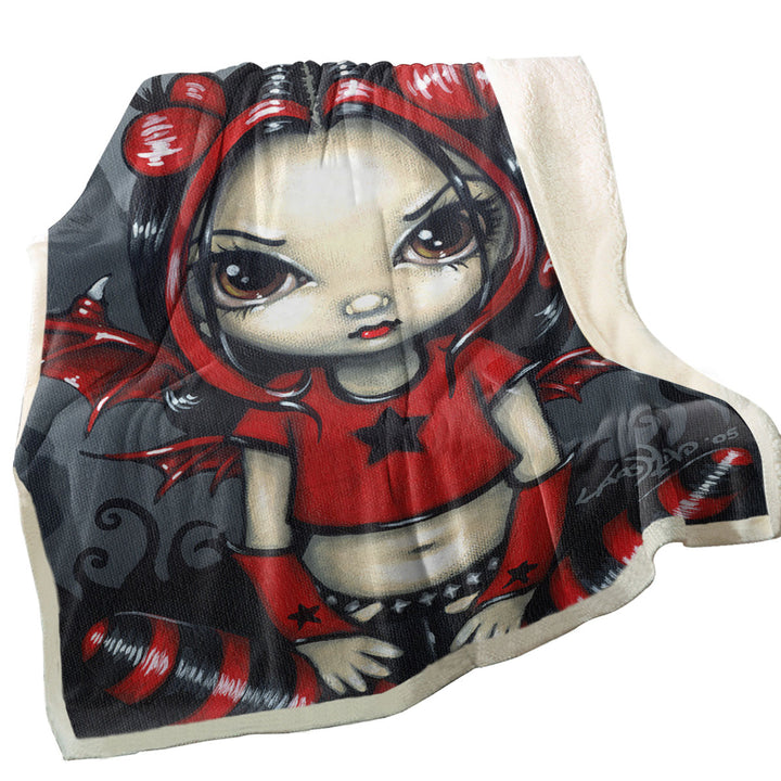 Gothling Punk Red Black Goth Fairy in a Cemetery Decorative Sofa Blankets