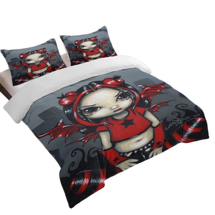 Gothling Punk Red Black Goth Fairy in a Cemetery Quilt Cover Sets