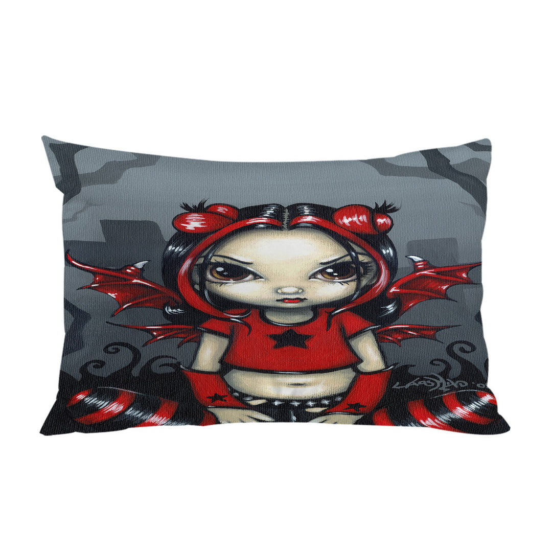 Gothling Punk Red Black Goth Fairy in a Cemetery throw pillow case covers