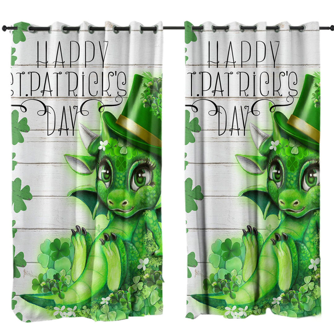 Green Clover St Patricks Day Lil Dragon Curtains