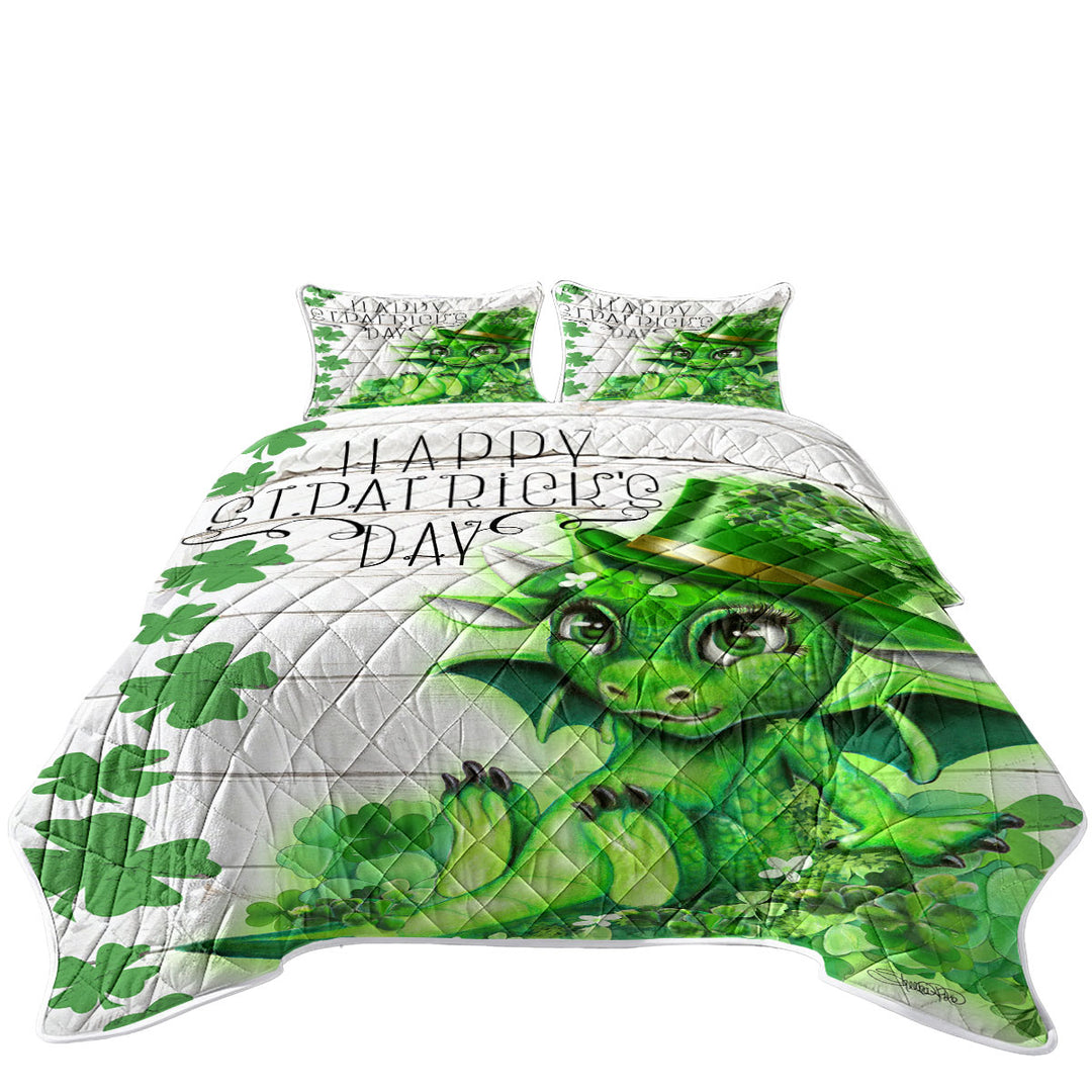 Green Clover St Patricks Day Lil Dragon Quilt