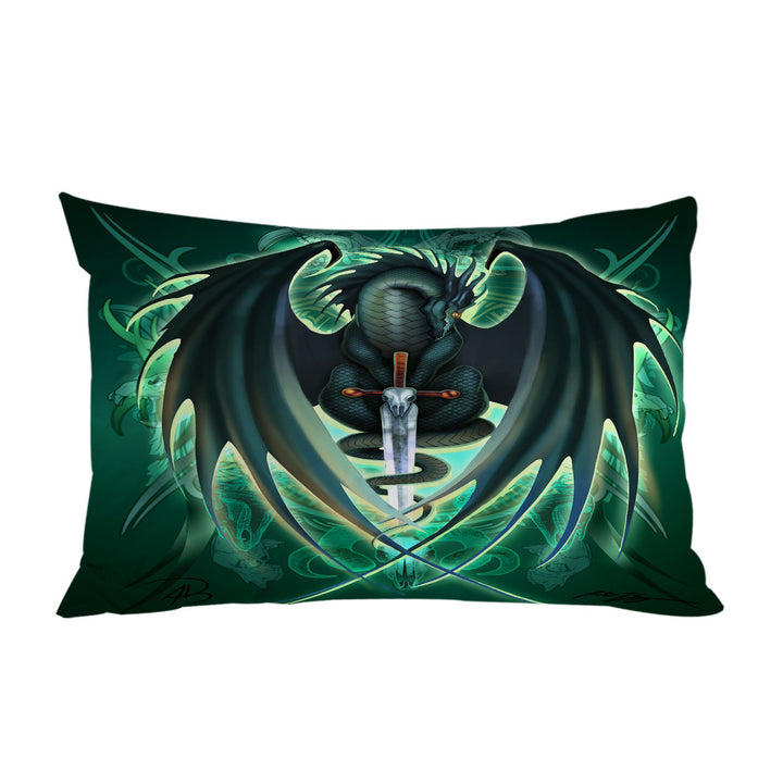 Green Fantasy Weapon Dragon Sword Skull Blade Pillow Cases