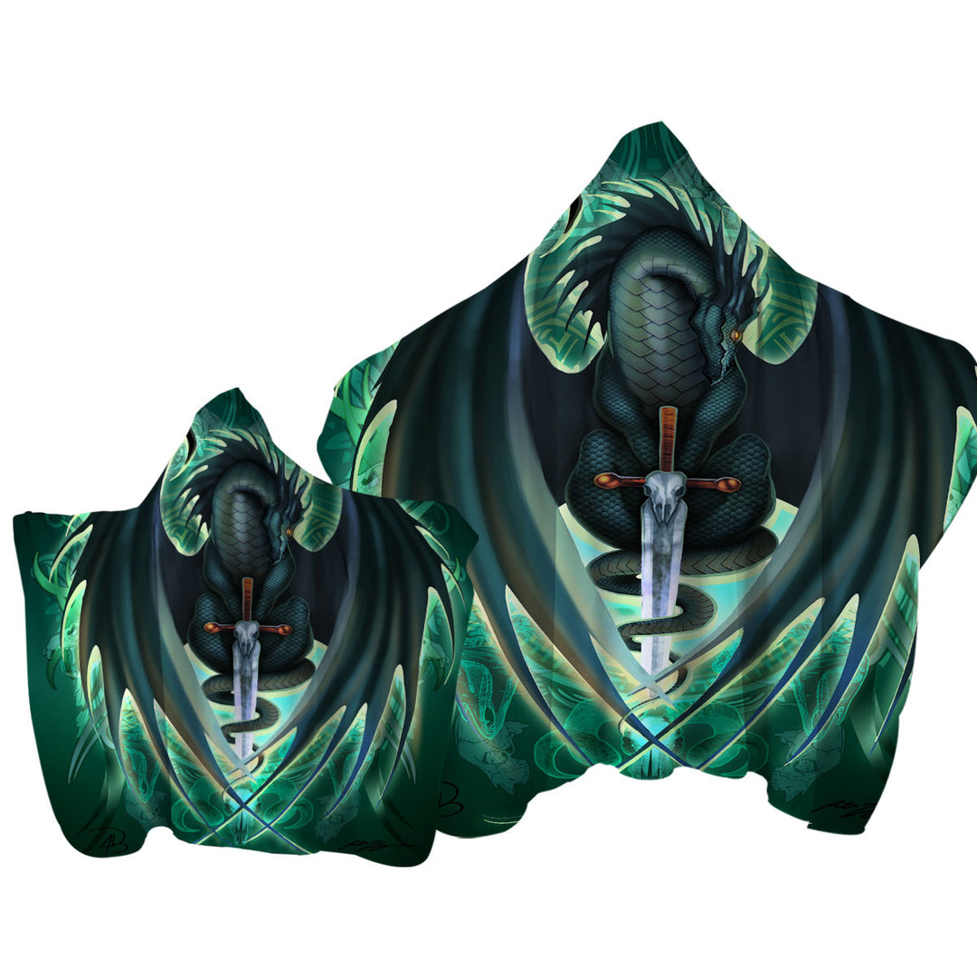 Green Fantasy Weapon Dragon Sword Skull Blade Towel Hoodie