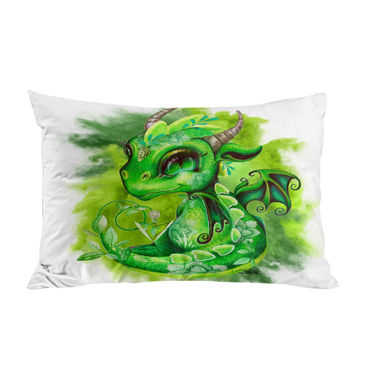 Green Leaves Earth Lil Dragon Pillow Cases