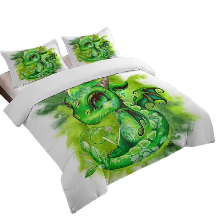 Green Leaves Earth Lil Dragon Twin Duvet Covers