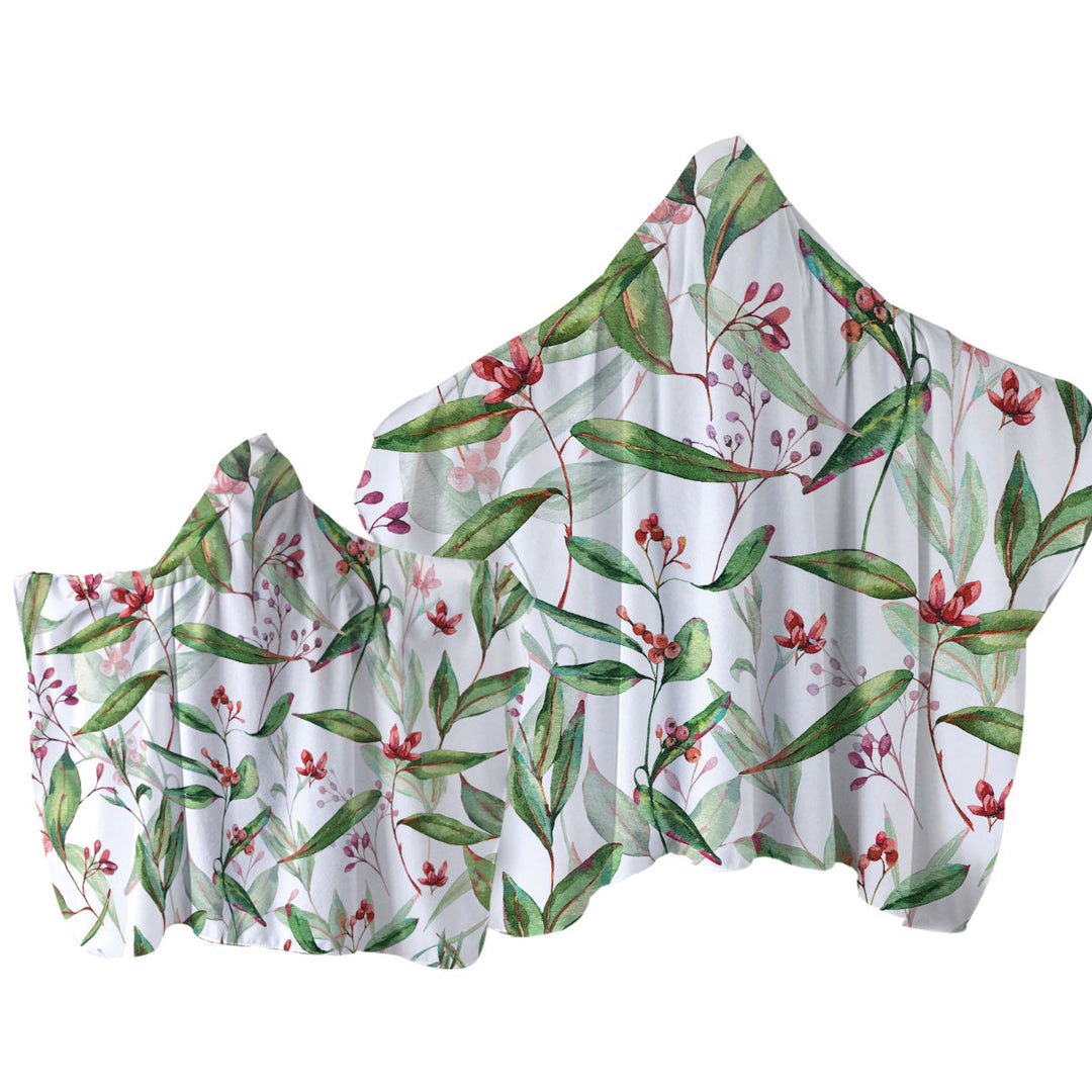 Green Leaves and Berries Towel with Hood