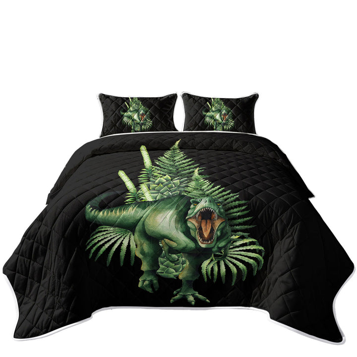 Green Scary Dinosaur California King Quilt Sets