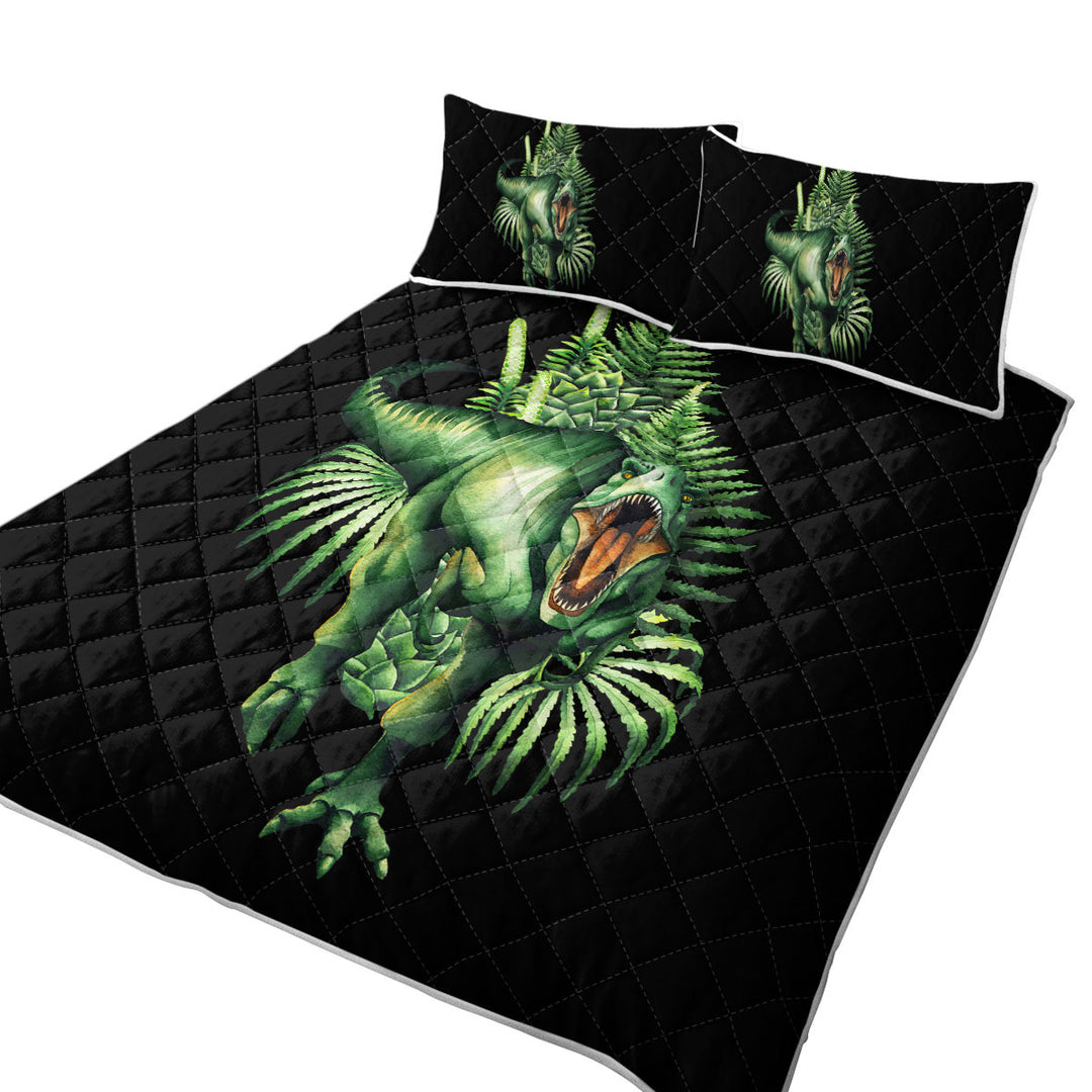 Green Scary Dinosaur King Size Quilt Sets