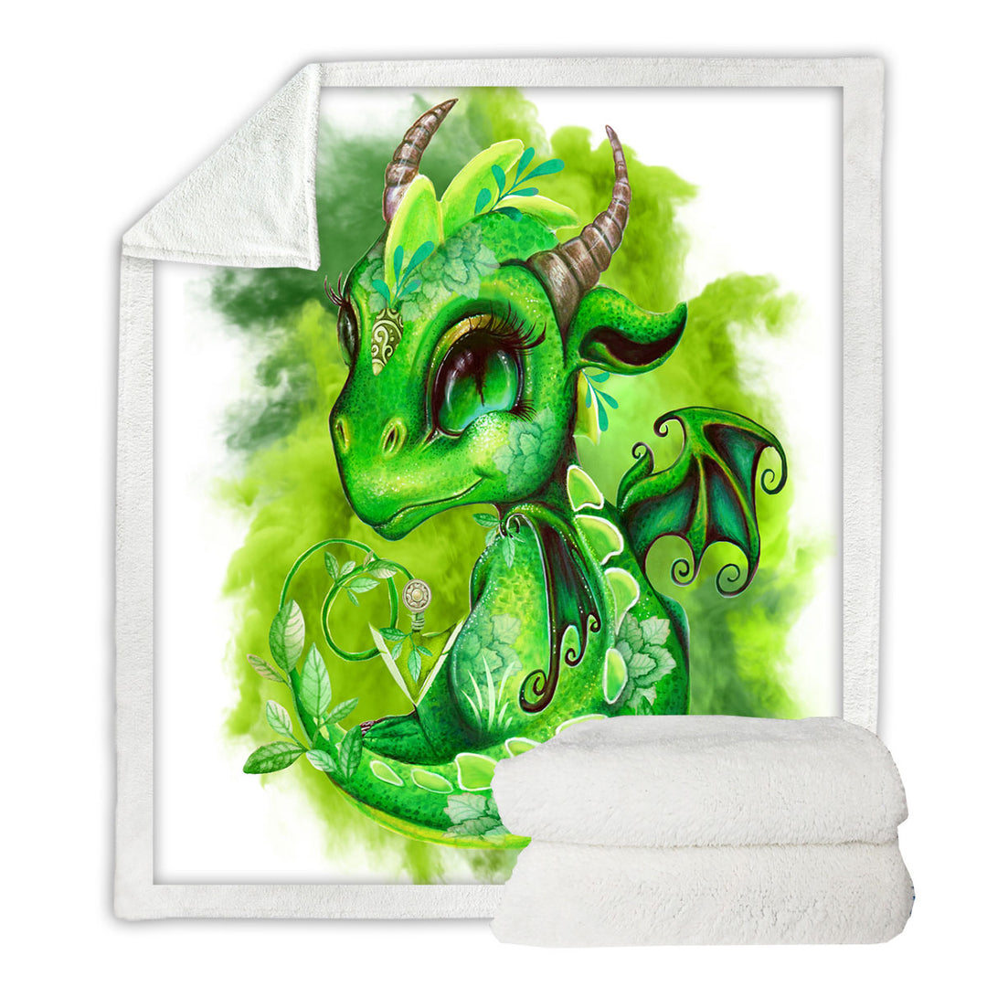 Green Sofa Blankets Leaves Earth Lil Dragon