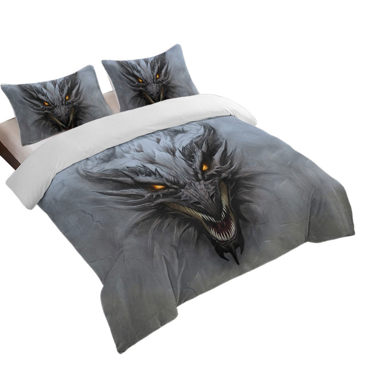 Grey Concrete Scary Dragon Daybed Covers Sets