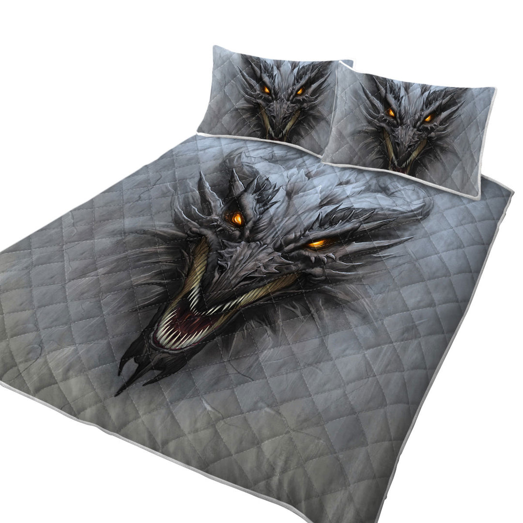 Grey Concrete Scary Dragon Quilt