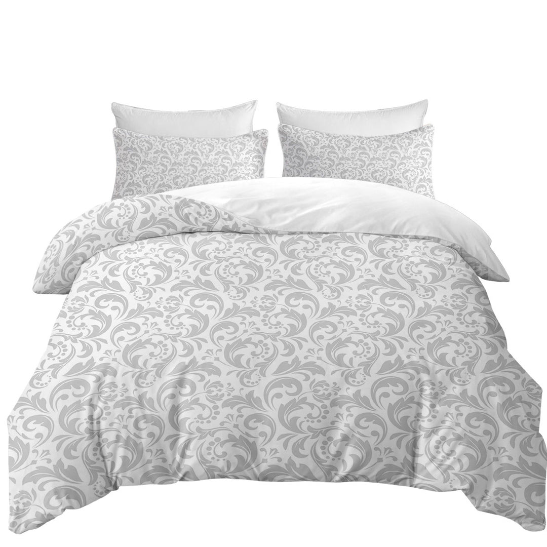 Grey Pattern of Royal Floral Duvet Cover