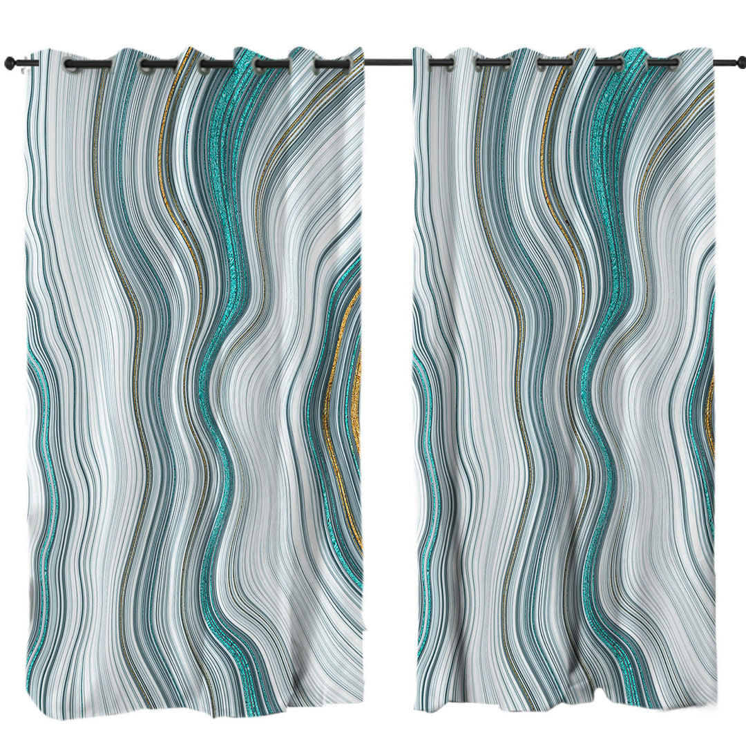 Greyish Blue and Golden Marble Curtain