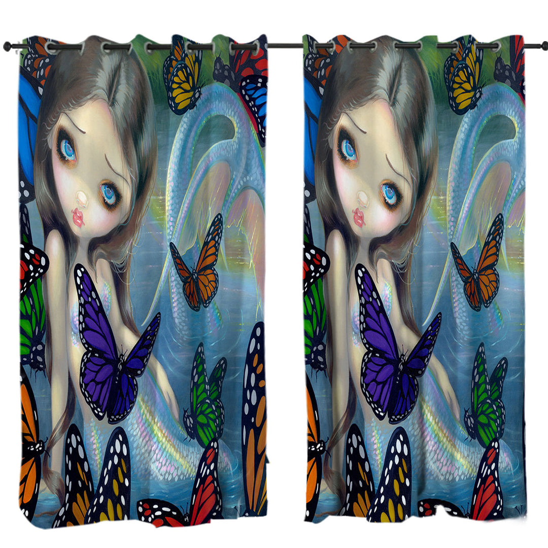 Halcyon Beautiful Mermaid and Butterflies Curtains