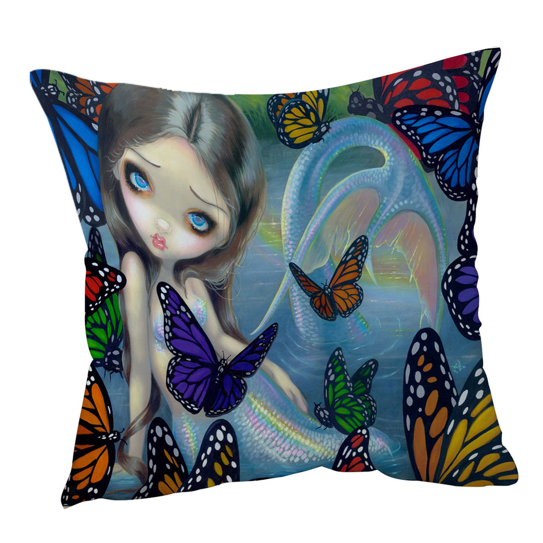 Halcyon Beautiful Mermaid and Butterflies Sofa Pillows