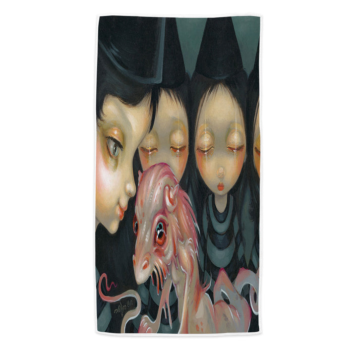 Halloween Beach Towels Witchy Sisters the Pet Bizarre Dragon