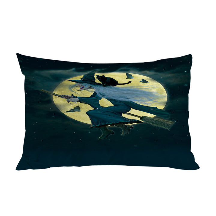 Halloween Cool Moonlight Cat and Witch King Pillow Cases