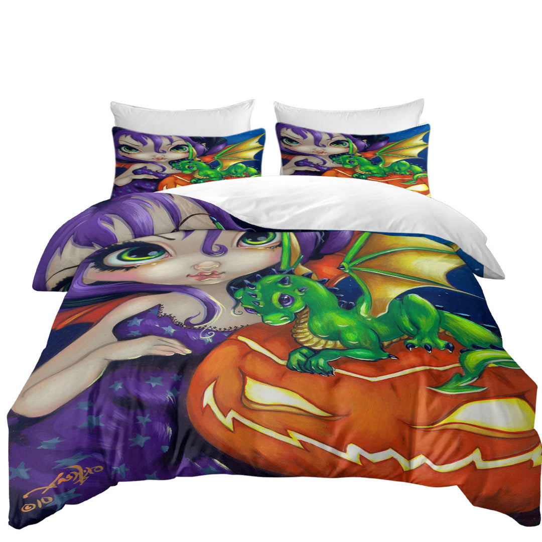 Halloween Darling Dragonling Fairy and Cute Dragon Duvet Covers