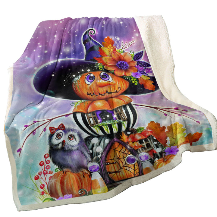 Halloween Decorative Blankets with Pumpkin Witch Jack O Man Halloween House