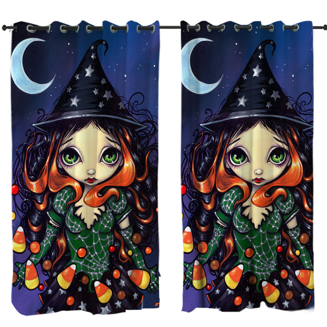 Halloween Night the Little Candy Witch Curtains for Bedroom