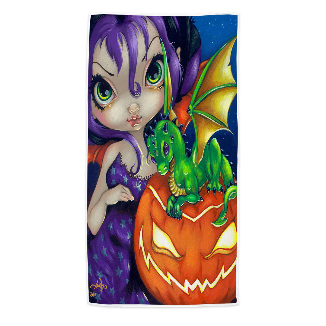 Halloween Pool Towels Darling Dragonling Fairy and Cute Dragon