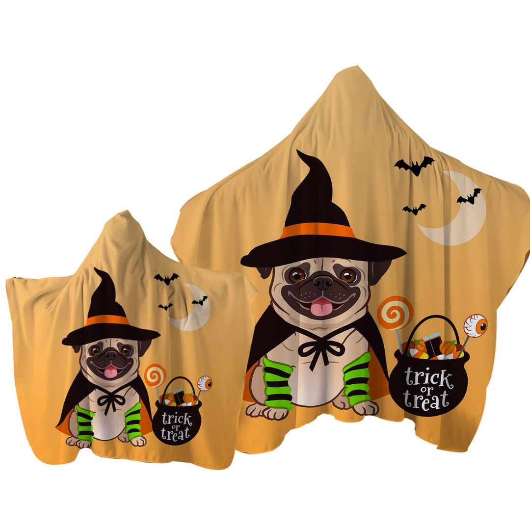 Halloween Pug Towel with Hood