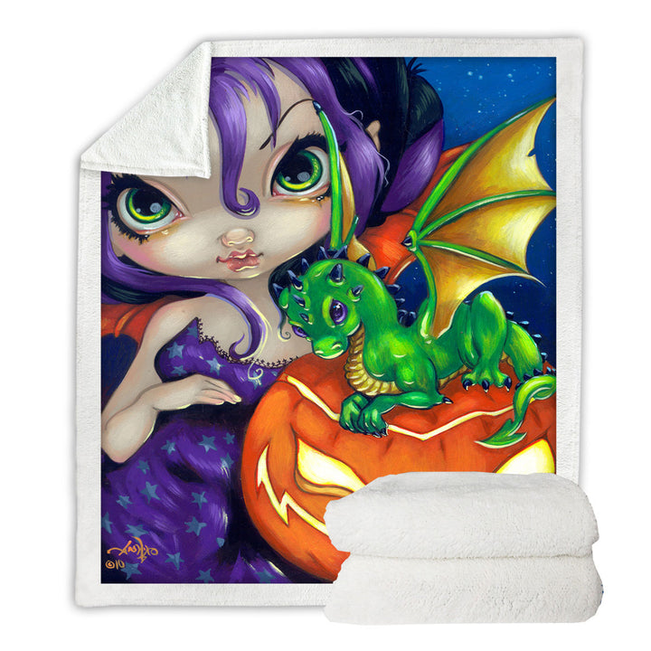 Halloween Sofa Blankets Darling Dragonling Fairy and Cute Dragon