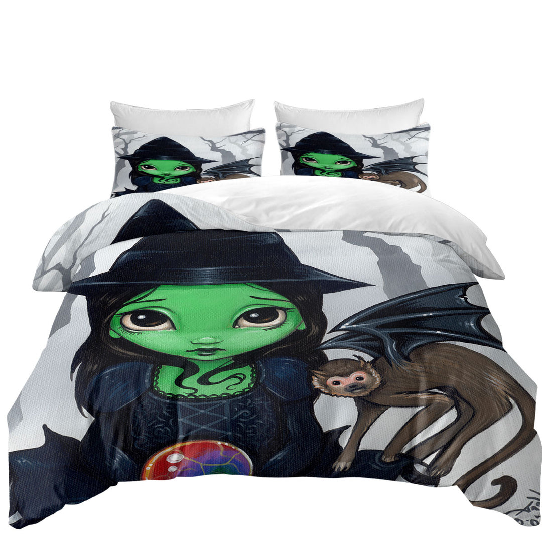 Halloween Theme Wicked Witch and Her Flying Monkey Quilt Cover Sets