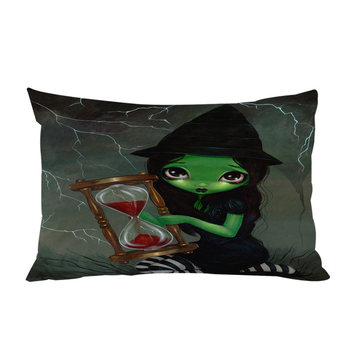 Halloween Theme Wicked Witch and Her Hourglass throw pillow case covers