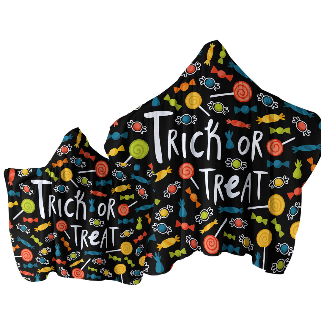 Halloween Trick or Treat Candies Hooded Beach Towel