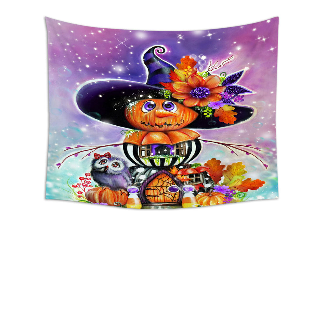 Halloween Wall Decor Pumpkin Witch Jack O Man Halloween House Tapestry